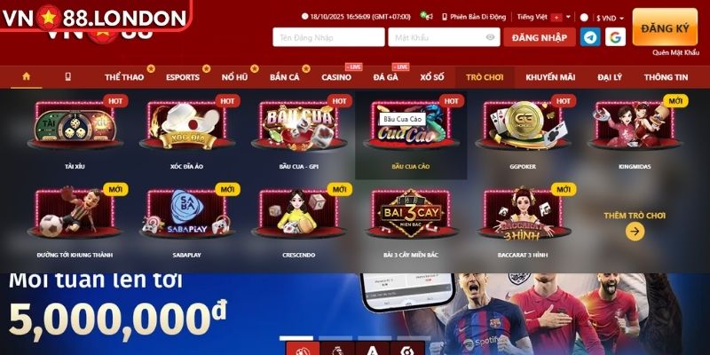 Truy cập website hoặc ứng dụng đăng nhập VN88

