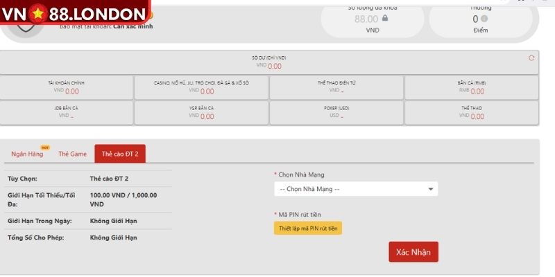 Xác thực và nhận tiền